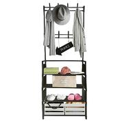 Nyana Home | Recibidor con Perchero de Entrada y Zapatero | Hasta 12 Pares | 8 Colgadores | 155 Alto 60 Largo 29 Fondo (Negro)