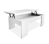 Nyana Mesa de Centro Elevable Home | Tablero Elevable para Comer, Leer o Trabajar | Melamina Resistente y Fácil de Limpiar | Diseño Moderno y Estable (Blanco)