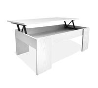 Nyana Mesa de Centro Elevable Home | Tablero Elevable para Comer, Leer o Trabajar | Melamina Resistente y Fácil de Limpiar | Diseño Moderno y Estable (Artik White)