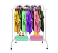 Nyana Perchero Burro Premium Maxi 1 Stand Home | Perchero con Ruedas | Organizador de Ropa | 1 barras para colgar | 4 colgadores laterales | 1 balda inferior | Medidas: 152x110x56 cm (Blanco)