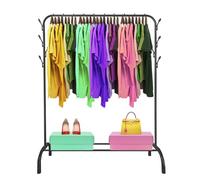 Nyana Perchero Burro Premium Rack 1 Stand Home | 8 Ganchos | 1 Barra Colgador | Balda Zapatero Inferior | Organizador de Ropa | Medidas: 148x110x41 cm (Negro)