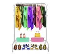Nyana Perchero Burro Premium Rack 2 Stand Home | Colgador de Ropa | Ordenación de Prendas | 1 Barra para Colgar | 8 Colgadores Laterales | 2 Baldas Inferiores | Medidas: 158x110x39 cm (Blanco)