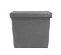 Nyana Puff Ottoman Cuadrado Terciopelo Plegable 38x38x38cm Home | Gran Almacenaje | Estilo Otomano | Terciopelo Suave (Gris)