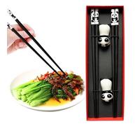 Nybhyjka Boissticles chinos para comer, palillos chinos conjunto | Copstick Set Panda con soporte de cerámica - 2 pares de 9,4 pulgadas lavavajillas palos chuleta antideslizante para el