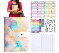 Nybhyjka Carpeta de ahorro de dinero, libro de desafíos de ahorro A6 con sobres, planificador de finanzas con tarjetas de presupuesto para adultos, niños, hogar, escuela, viajes, recibos y monedas