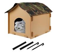 Nybhyjka Casa aislada para gatos al aire libre, casa para gatos impermeable cálida para exteriores, casa para gatos al aire libre con almohadilla para dormir y clavos, refugio plegable para gatos