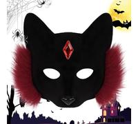 Nybhyjka Disfraz de gato, transpirable, para Halloween, cubierta de cara sintética con gemas, para niños, hombres, mujeres, adultos, teatro, escenario, máscaras, fiesta, escuela, vacaciones