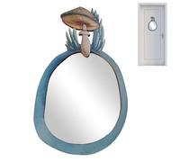 Nybhyjka Espejo de madera con marco de setas, espejo de madera con bosque de setas | Espejo de pared realista irregular | Interesante decoración de pared antigua con patrón botánico de