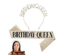 Nybhyjka Happy Birthday Crown, Birthday Queen Crown,Drinestone Beauty Queen Srash | Set de corona y diadema, elegantes accesorios para el cabello nupcial de boda para fiesta, eventos, celebraciones de