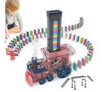 Nybhyjka Juguete de Tren Domino para, Juego de Dominos para, Juego de Juguetes Dominos de Tren Eléctrico, Máquina de Dominos creativa con luces y Sonidos, Juguetes STEM para Niños Pequeños, Juguetes