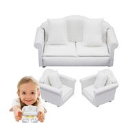 Nybhyjka Sofá de casa de muñecas a escala 1/12, sillón, casa de muñecas, accesorios para salón, sofá con cojín, decoración de la habitación para niños, accesorios para fotos (1 x 2 sofá de asiento, 2