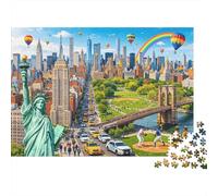 NYC Skyline 1000 Piezas Puzzle Reciclado Paper Skyscrapers Adult Jigsaws Impossible Hard Difficult Challenging Relieve Senile Dementia Fun 38x26cm/1000pcs