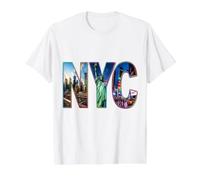NYC Skyline Downtown Manhattan Nueva York Camiseta gráfica económica, Hombre, Blanco, XL