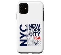 NYC tee Shirts New York City Statue of Liberty with USA Flag Carcasa para iPhone 11