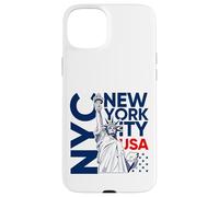 NYC tee Shirts New York City Statue of Liberty with USA Flag Carcasa para iPhone 15 Plus