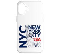 NYC tee Shirts New York City Statue of Liberty with USA Flag Carcasa para iPhone 16 Plus