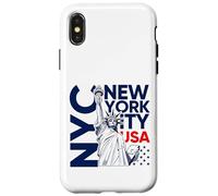 NYC tee Shirts New York City Statue of Liberty with USA Flag Carcasa para iPhone X/XS