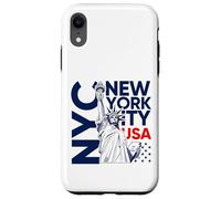 NYC tee Shirts New York City Statue of Liberty with USA Flag Carcasa para iPhone XR