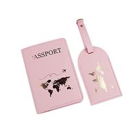NYCEMAKEUP Fundas de piel sintética para pasaporte, organizador de tarjetas de equipaje para bodas, parejas, viajes, regalo para pasaporte, mujeres, Pink