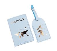 NYCEMAKEUP Fundas de piel sintética para pasaporte, organizador de tarjetas de equipaje para bodas, parejas, viajes, regalo para pasaporte, mujeres, Black