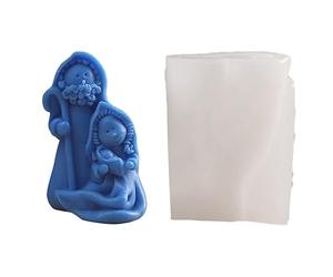 NYCEMAKEUP Molde de silicona de resina epoxi para hacer jabón, hecho a mano, decoración de yeso, decoración de natividad de la Santa Familia