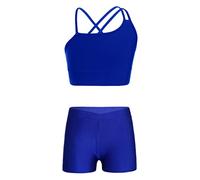 Nyeemya 2 Pcs Conjunto De Yoga Sin Costuras Traje Deportivo Para Niñas Ropa De Entrenamiento Conjuntos De Gimnasio Fitness Danza Azul real 13-14 años