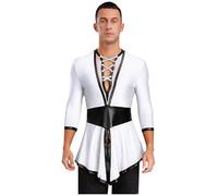 Nyeemya Adultos Hombres Traje De Baile Latino para Hombres Camisa De Baile De Salón Latino Traje De Competición De Actuación Blanco L