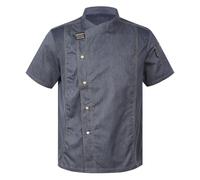 Nyeemya Chaqueta de Chef Profesional Manga Corta/Manga Larga Top Uniforme Disfraz Cocinero Panadero Ropa de Cocina Gris B XXL