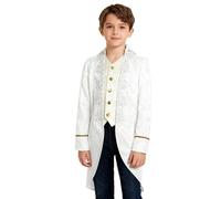 Nyeemya Chaqueta de Época Victoriana para Niños Estilo Vintage Vestimenta Steampunk Esmoquin Disfraz Renacentista de Juego de Roles 5-16 Años Blanco 11-12 años