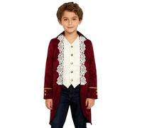 Nyeemya Chaqueta de Época Victoriana para Niños Estilo Vintage Vestimenta Steampunk Esmoquin Disfraz Renacentista de Juego de Roles 5-16 Años borgoña 13-14 años