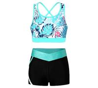 Nyeemya Conjunto Deportiva para Niñas 2 Piezas Pantalones De Yoga Súper Elásticos Leggings de Cintura Alta con Sujetador Deportivo Hoja C 7-8 años