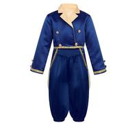 Nyeemya Disfraces de Cuentos de Hadas Infantiles Traje de Príncipe Completo con Chaqueta Esmoquin y Pantalones Bombachos para Fiesta de Cosplay 5-14 Años Azul marino 11-12 años