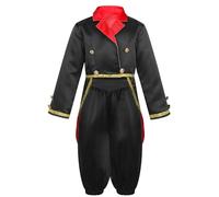 Nyeemya Disfraces de Cuentos de Hadas Infantiles Traje de Príncipe Completo con Chaqueta Esmoquin y Pantalones Bombachos para Fiesta de Cosplay 5-14 Años Negro 13-14 años