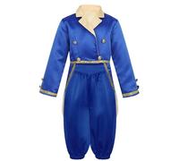 Nyeemya Disfraces de Cuentos de Hadas Infantiles Traje de Príncipe Completo con Chaqueta Esmoquin y Pantalones Bombachos para Fiesta de Cosplay 5-14 Años Azul real 7-8 años