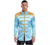 Nyeemya Disfraz Circo para Hombre Disfraces Presentador De Circo Domador Showman Chaqueta Traje de Actuación Moda Ropa Azul Claro A M