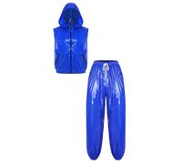 Nyeemya Hombre Traje Playa Verano Hombres Sudadera Con Capucha Y Pantalones | Cremallera Frontal Completa,Con Bolsillos,Aspecto Brillante Y Mojado,Al Aire Libre,Senderismo,Correr,Montar En Bicicleta