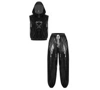 Nyeemya Hombre Traje Playa Verano Hombres Sudadera Con Capucha Y Pantalones | Cremallera Frontal Completa,Con Bolsillos,Aspecto Brillante Y Mojado,Al Aire Libre,Senderismo,Correr,Montar En Bicicleta