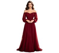 Nyeemya Mujer Vestido para Invitados De Boda Largo Al Suelo Gala Elegante La Noche Comunión Oficina borgoña S