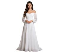 Nyeemya Mujer Vestido para Invitados De Boda Largo Al Suelo Gala Elegante La Noche Comunión Oficina Blanco S