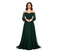 Nyeemya Mujer Vestido para Invitados De Boda Largo Al Suelo Gala Elegante La Noche Comunión Oficina Verde Oscuro S