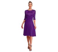 Nyeemya Mujeres Vestido De Baile Latino Entrenamiento Flamenco Ritmo Cha Cha Samba Tango Salsa Festival Adultos Competiciones Valse Rumba Festa Morado XL