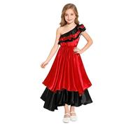 Nyeemya Niña Vestido De Flamenco Español Ropa Baile Festivales Traje Bailarín Carnaval Presentación Festival Rojo 7-8 años