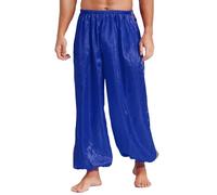 Nyeemya Pantalones de Baile para Hombres Pantalones Bombachos de Halloween Disfraz Príncipe Árabe Fiesta S-4XL Azul Real XL