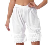 Nyeemya Pantalones de Seguridad Mujer Bloomers con Encaje Chicas Pantalones Cortos Shorts Braguitas Bragas con Falda Corta Volante Disfraz Victoriano Ropa de Dormir Blanco B XL