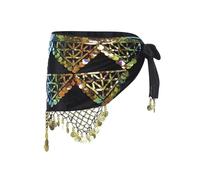 Nyeemya Pañuelo de Cadera de Lentejuelas para Danza del Vientre para Adultos Falda de Cruzada de Triángulo Adecuado para Actuación y Competiciones Dorado M