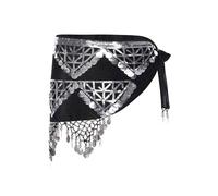 Nyeemya Pañuelo de Cadera de Lentejuelas para Danza del Vientre para Adultos Falda de Cruzada de Triángulo Adecuado para Actuación y Competiciones Plateado M