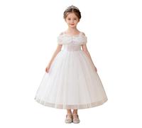 Nyeemya Vestido Comunion Niña Traje De Cumpleaños Boda Y Baile Graduación Ropa Vestirse Princesa Halloween Blanco 120
