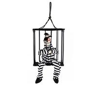 NYFEIZI Animated Halloween Skeleton Cage for Scary Haunted House Decor (One-Eyed Skeleton)