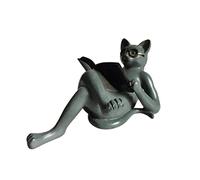 NYFEIZI Literary Cat Resin Ornaments Retro Decoration Reading Glasses Cat Crafts for Home Office Study