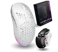 Nyfter - NYF22 Wireless Gaming Mouse con ratón de panal de abeja blanco-Black Ultraligero 75g potente con 400mA 19K DPI 400 IPS 1000 Hz 50h Duración de la batería Duradera Dos fundas intercambiables
